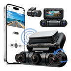 Hainatech 360 Degree View 4 Channel Dash Cam Front And Rear Inside Left Right, Dash Camera For Cars, Built-in GPS WiFi Night Vision, 24  7 Recording Parking Mode Monitor, Free 128G Card